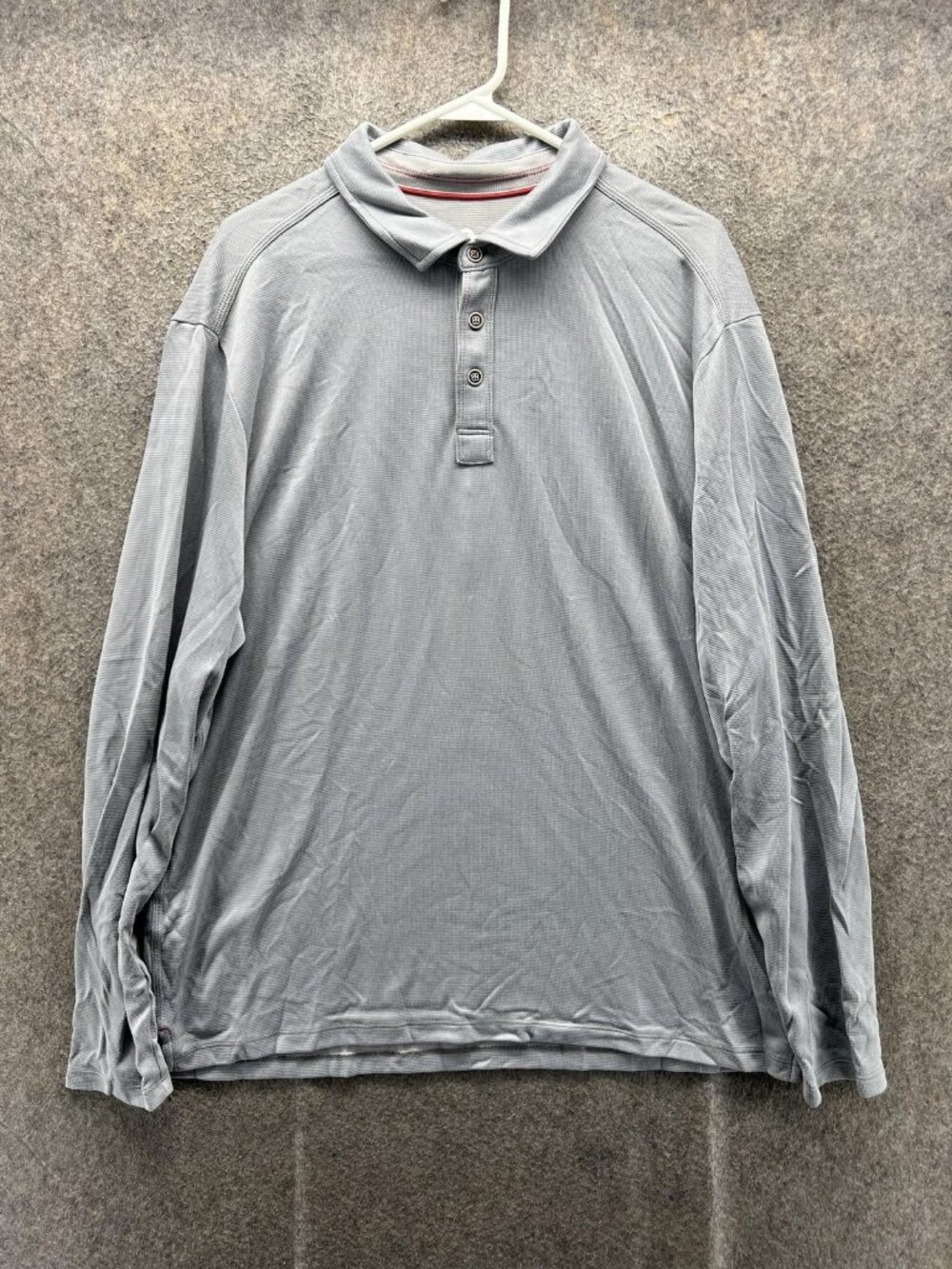 Tommy Bahama Polo Shirt Men XL Gray Long Sleeve Knit Lightweight Polyester